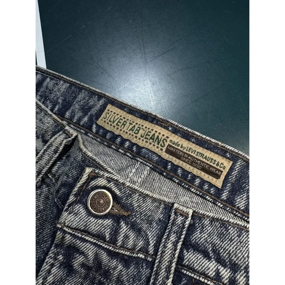 Vintage LEVIS 512 Silvertab Jeans Men 32x34 Slim Taper Acid-Wash 90s Made In USA